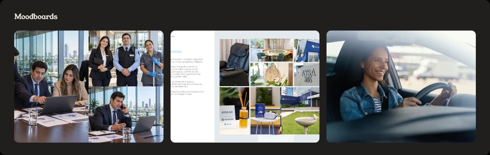 Moodboards de Yacyretá: oficina, AYSA 365 y vehículos