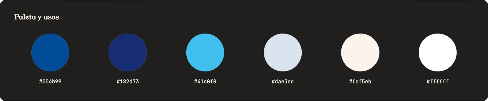 Paleta de Yacyretá: seis colores con su código HEX